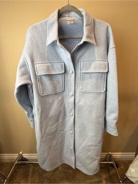 CALIA Light Blue Long Button-Up Shacket